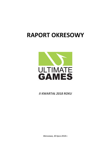 Miniature Ultimate Games Rapport trimestriel 2018-q2