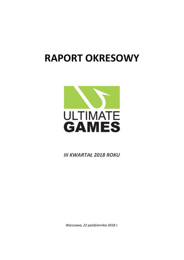 Miniature Ultimate Games Rapport trimestriel 2018-q3