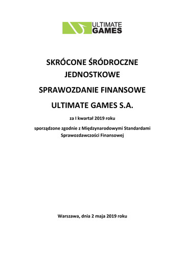 Miniature Ultimate Games Rapport trimestriel 2019-q1