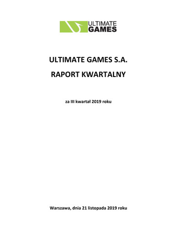 Miniature Ultimate Games Rapport trimestriel 2019-q3