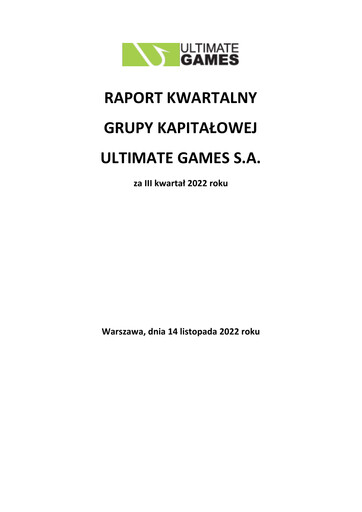 Miniature Ultimate Games Rapport trimestriel 2022-q3