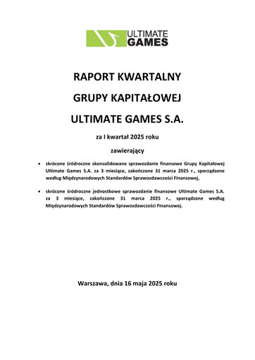 Miniature Ultimate Games Rapport trimestriel 2025-q1