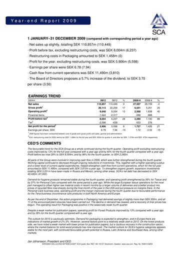 Thumbnail Svenska Cellulosa Aktiebolaget (SCA) Financial Report 2009