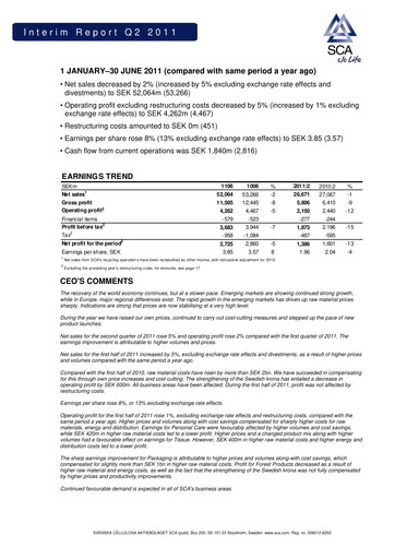 Thumbnail Svenska Cellulosa Aktiebolaget (SCA) Half-year Report 2011-h1