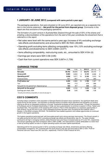 Thumbnail Svenska Cellulosa Aktiebolaget (SCA) Half-year Report 2012-h1
