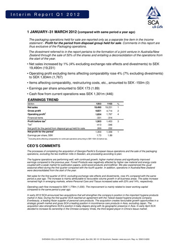 Thumbnail Svenska Cellulosa Aktiebolaget (SCA) Quarterly Report 2012-q1
