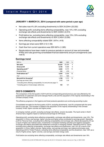 Thumbnail Svenska Cellulosa Aktiebolaget (SCA) Quarterly Report 2014-q1