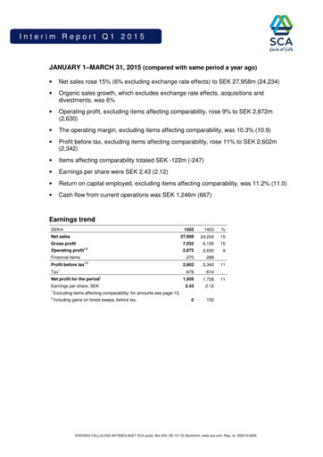 Thumbnail Svenska Cellulosa Aktiebolaget (SCA) Quarterly Report 2015-q1