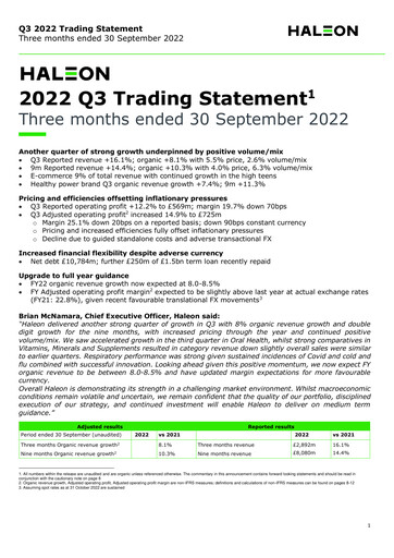 Thumbnail Haleon Quarterly Report 2022-q3