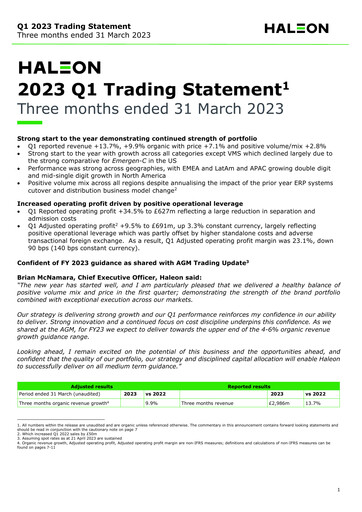 Thumbnail Haleon Quarterly Report 2023-q1