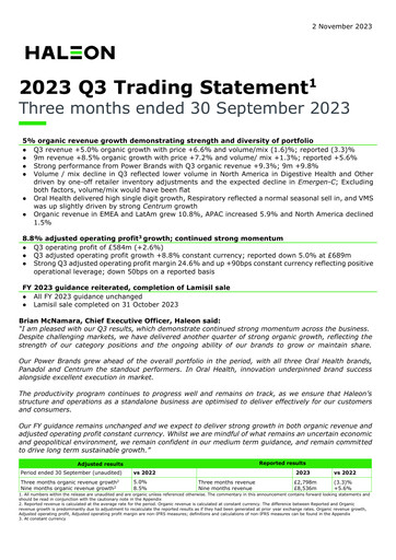 Thumbnail Haleon Quarterly Report 2023-q3