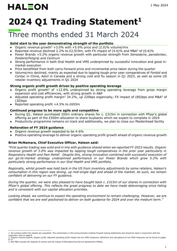 Thumbnail Haleon Quarterly Report 2024-q1