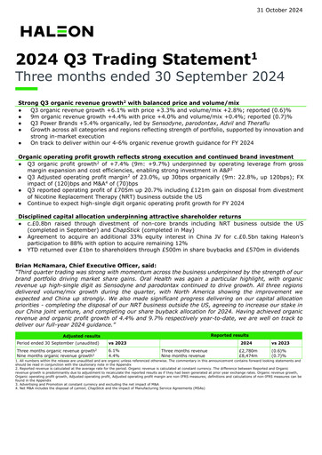 Thumbnail Haleon Quarterly Report 2024-q3
