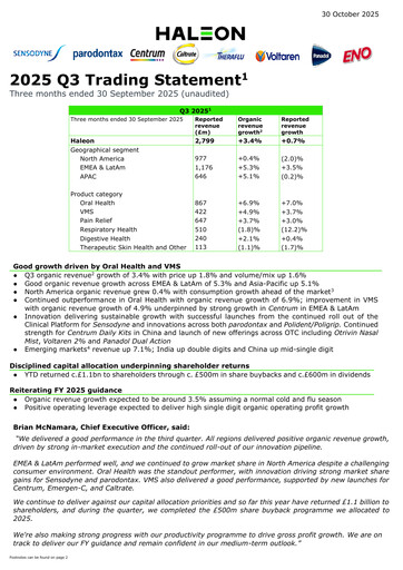 Thumbnail Haleon Quarterly Report 2025-q3