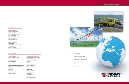 Thumbnail Lindsay Corporation
 Annual Report 2007