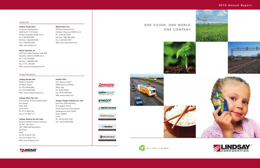 Thumbnail Lindsay Corporation
 Annual Report 2010