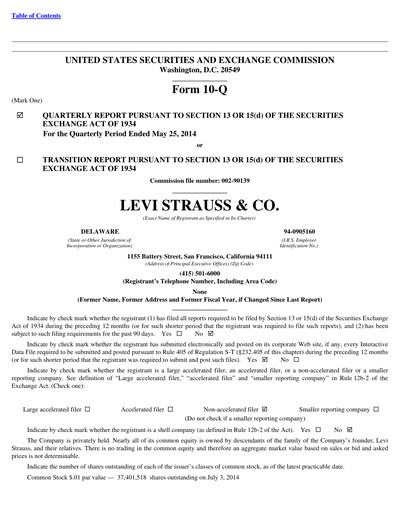 Thumbnail Levi Strauss & Co. Quarterly Report 2014-q2