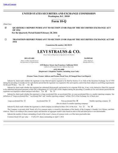 Thumbnail Levi Strauss & Co. Quarterly Report 2016-q1