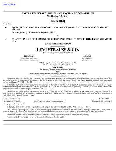 Thumbnail Levi Strauss & Co. Quarterly Report 2017-q3