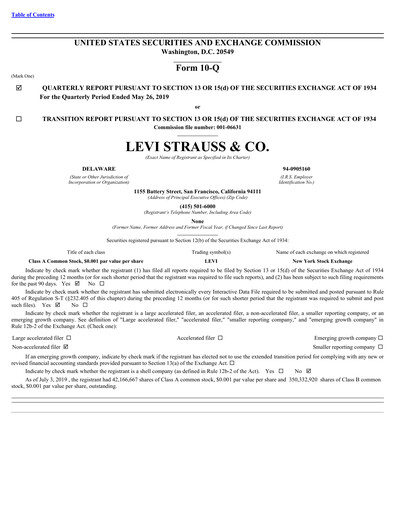 Thumbnail Levi Strauss & Co. Quarterly Report 2019-q2