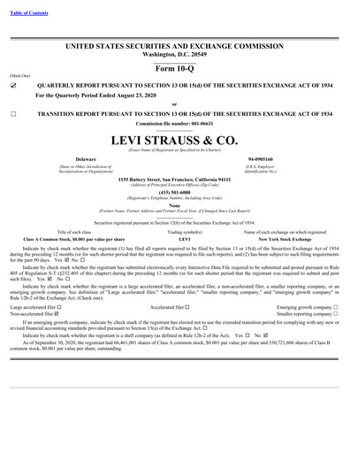 Thumbnail Levi Strauss & Co. Quarterly Report 2020-q3