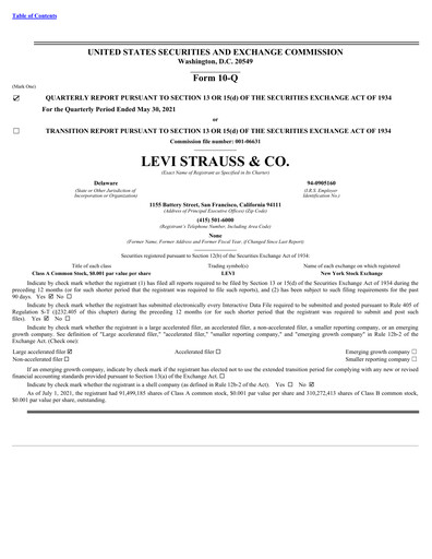 Thumbnail Levi Strauss & Co. Quarterly Report 2021-q2