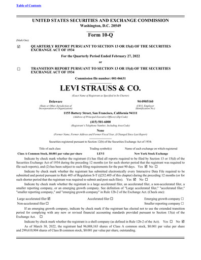 Thumbnail Levi Strauss & Co. Quarterly Report 2022-q1