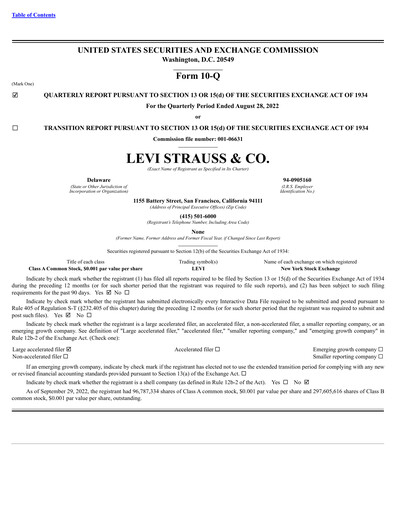 Thumbnail Levi Strauss & Co. Quarterly Report 2022-q3