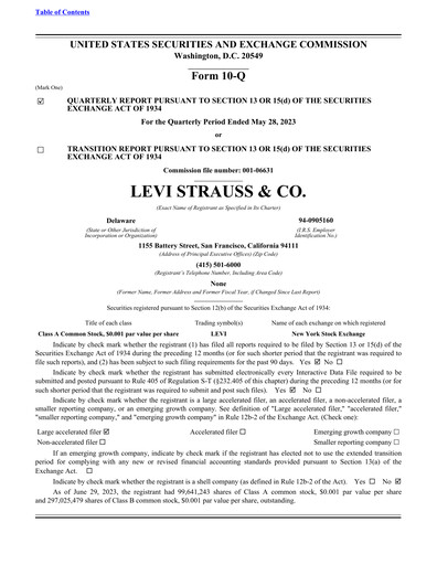 Thumbnail Levi Strauss & Co. Quarterly Report 2023-q2