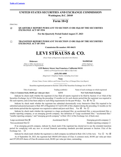 Thumbnail Levi Strauss & Co. Quarterly Report 2023-q3