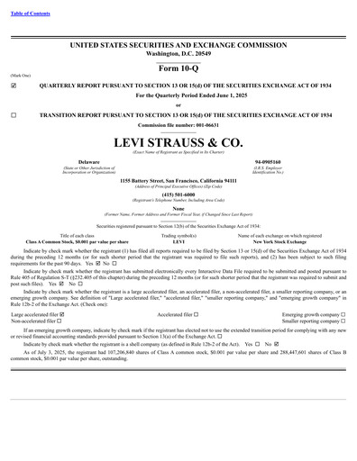 Thumbnail Levi Strauss & Co. Quarterly Report 2025-q2