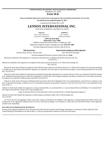Thumbnail Lennox Annual Report 2015