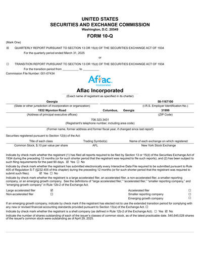 Thumbnail Aflac Quarterly Report 2025-q1