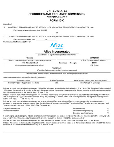 Thumbnail Aflac Quarterly Report 2025-q2