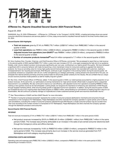 Thumbnail ATRenew Quarterly Report 2024-q2