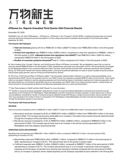 Thumbnail ATRenew Quarterly Report 2024-q3