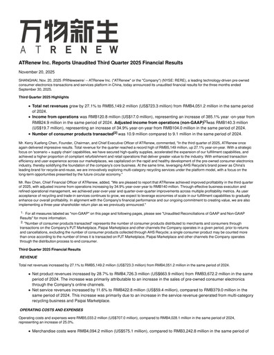 Thumbnail ATRenew Quarterly Report 2025-q3