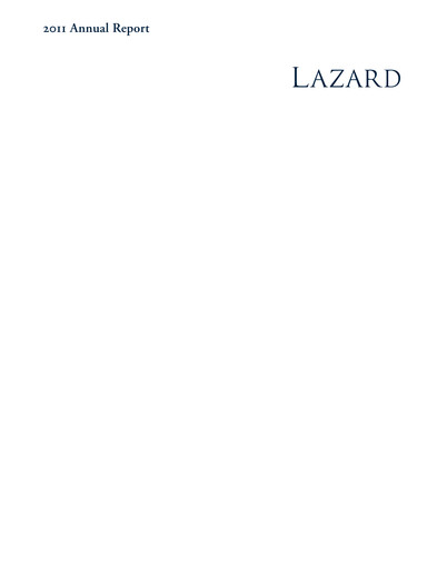 Thumbnail Lazard Annual Report 2011