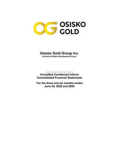 Vorschaubild Osisko Development Finanzmitteilung 2026-q2