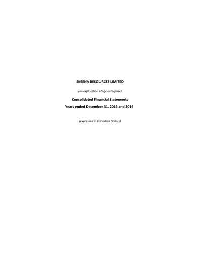 Thumbnail Skeena Resources Financial Statement 2015