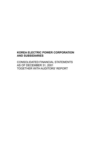Thumbnail Korea Electric Power Financial Statement 2001
