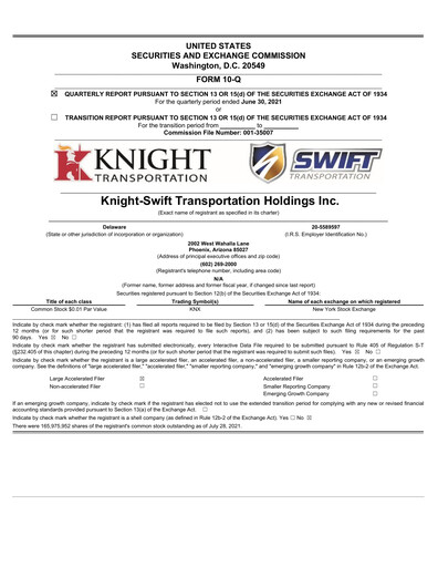 Thumbnail Knight-Swift Transportation
 Quarterly Report 2021-q2
