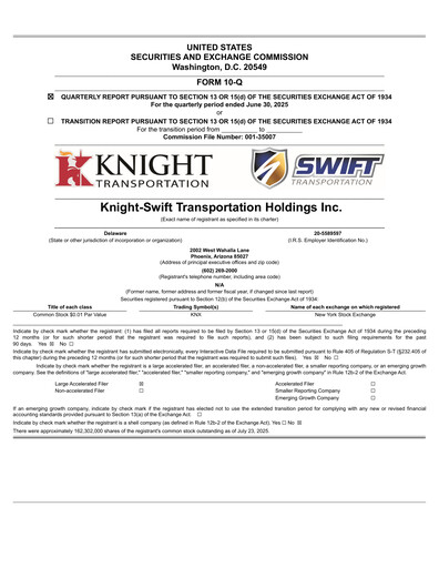 Thumbnail Knight-Swift Transportation
 Quarterly Report 2025-q2