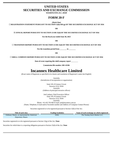 Thumbnail Incannex Healthcare Annual Report 2023