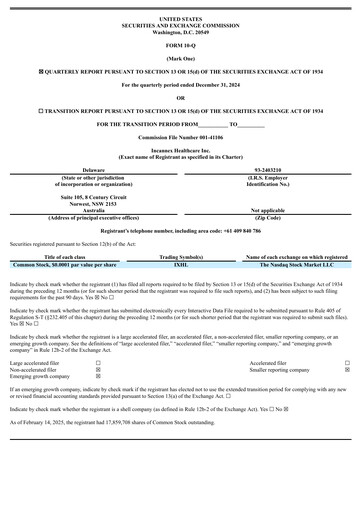 Thumbnail Incannex Healthcare Quarterly Report 2024-q4