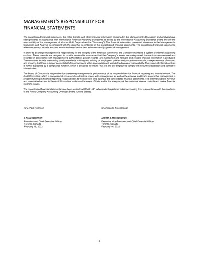 Thumbnail Kinross Gold
 Financial Statement 2021