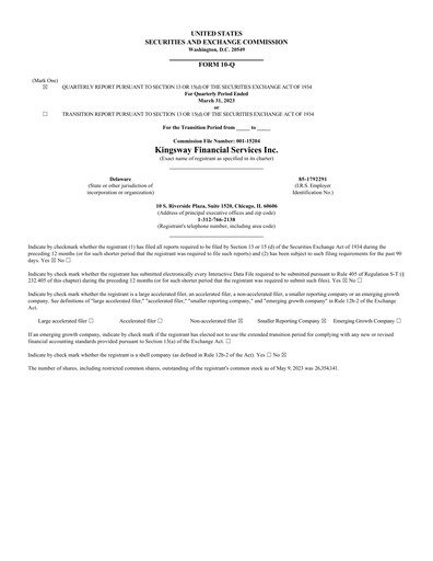Thumbnail Kingsway Financial Services Quarterly Report 2023-q1