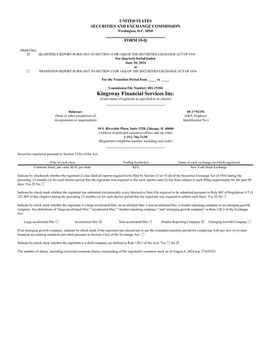 Thumbnail Kingsway Financial Services Quarterly Report 2024-q2