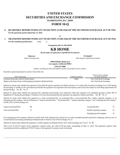 Thumbnail KB Home
 Quarterly Report 2022-q2