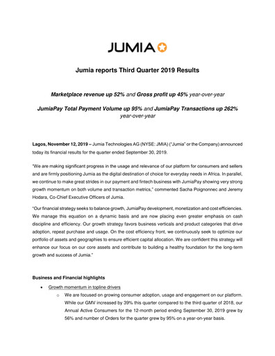 Thumbnail Jumia Quarterly Report 2019-q3